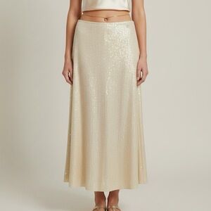 CHANEL Vintage 2003 Cruise Cafe Marly Sequined Silk Maxi Skirt